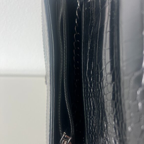 Crocodile Faux Leather Black Crossbody Shoulder Bag - Picture 5 of 6